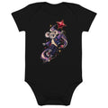 Schwarzer Cosmic Koala Bio-Babybody mit farbenfrohem Koala-Weltraummotiv von MATHIORA
