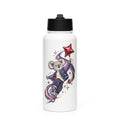 Weiße Cosmic Koala Kinder-Trinkflasche aus Edelstahl mit Strohhalm und farbenfrohem Weltraummotiv von MATHIORA

