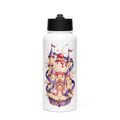 Weiße Cupcake Kingdom Kinder-Trinkflasche aus Edelstahl mit Strohhalm und magischem Cupcake-Palast-Motiv von MATHIORA
