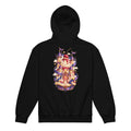 Rückansicht eines schwarzen Cupcake Kingdom Kinder-Hoodies mit farbenfrohem Cupcake-Palastmotiv von MATHIORA
