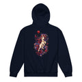 Dunkelblauer Wild Magic Unicorn Kinder-Hoodie mit großem magischen Einhorn-Rückenmotiv von MATHIORA
